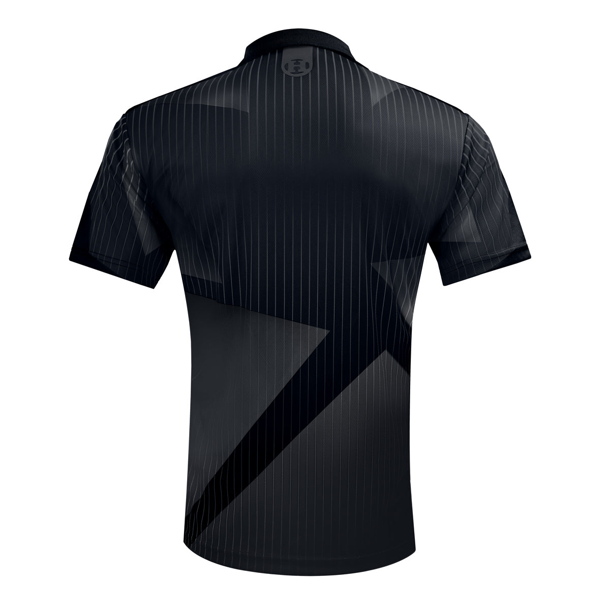 Harrows Shard Black Dart Shirt rear view image showing the back design and shirt styling