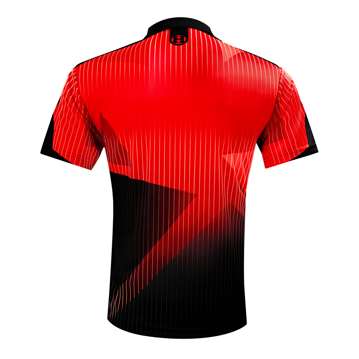 Harrows Shard Red Dart Shirt rear view image showing the back design and shirt styling