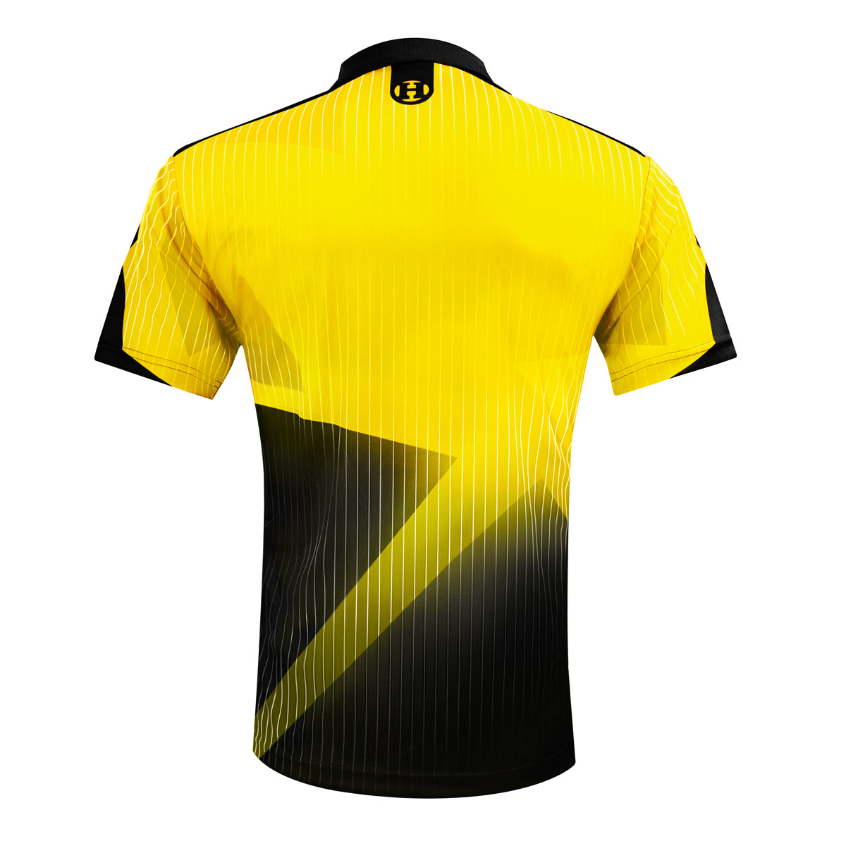 Harrows Shard Yellow Dart Shirt rear view image showing the back design and shirt styling