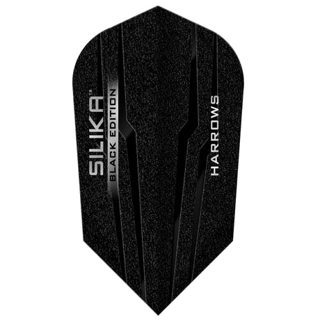 Harrows Silika Black Edition Slim Dart Flights main product image showing the flight design and product contents