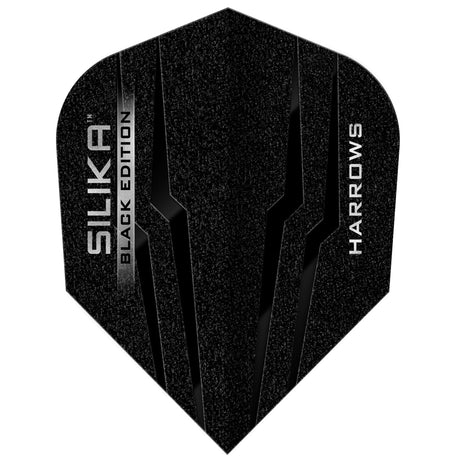 Harrows Silika Black Edition Standard Dart Flights main product image showing the flight design and product contents