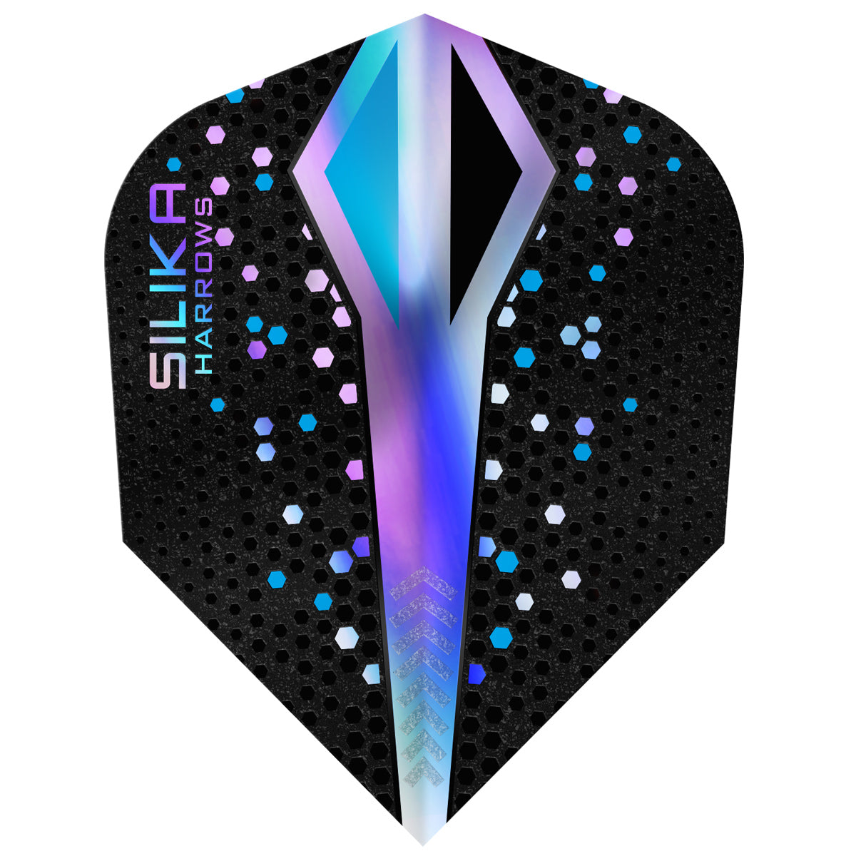 Harrows Silika Colourshift Standard No6 Dart Flights main product image showing the flight design and product contents
