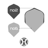 Silika Lumen No2 Standard Aqua/Pink Dart Flights by Harrows size guide comparing the available dart flight shapes and silhouettes.