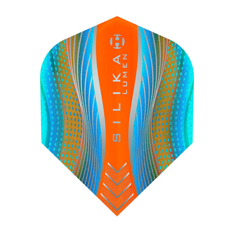 Silika Lumen No6 Standard Cyan and Orange Dart Flights by Harrows main product image on a white background.