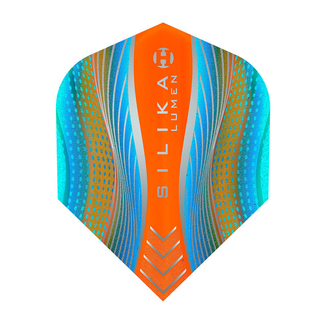 Silika Lumen No6 Standard Cyan and Orange Dart Flights by Harrows main product image on a white background.