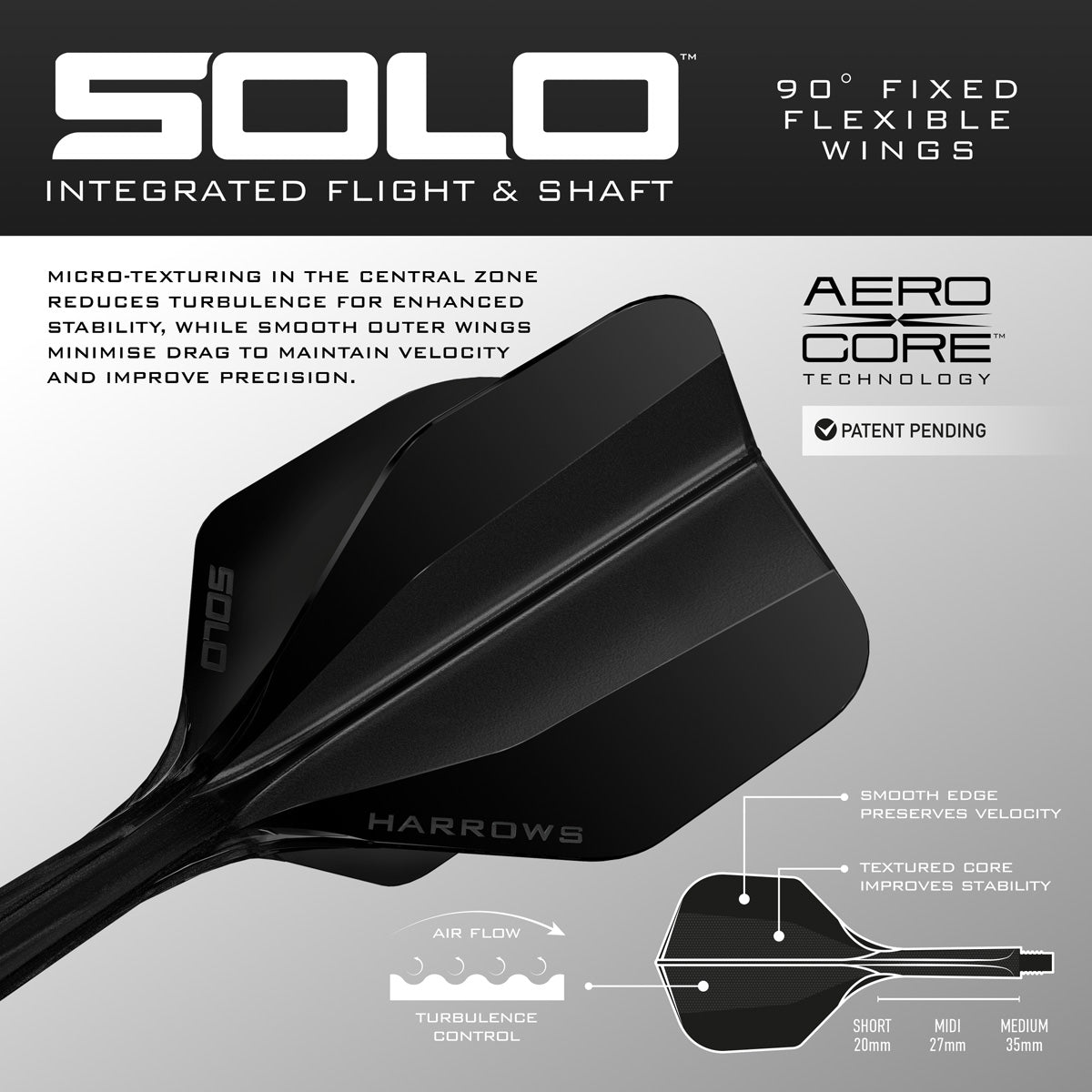Harrows Solo No6 Integrated Flights and Shafts front view image showing the complete integrated flight and shaft design
