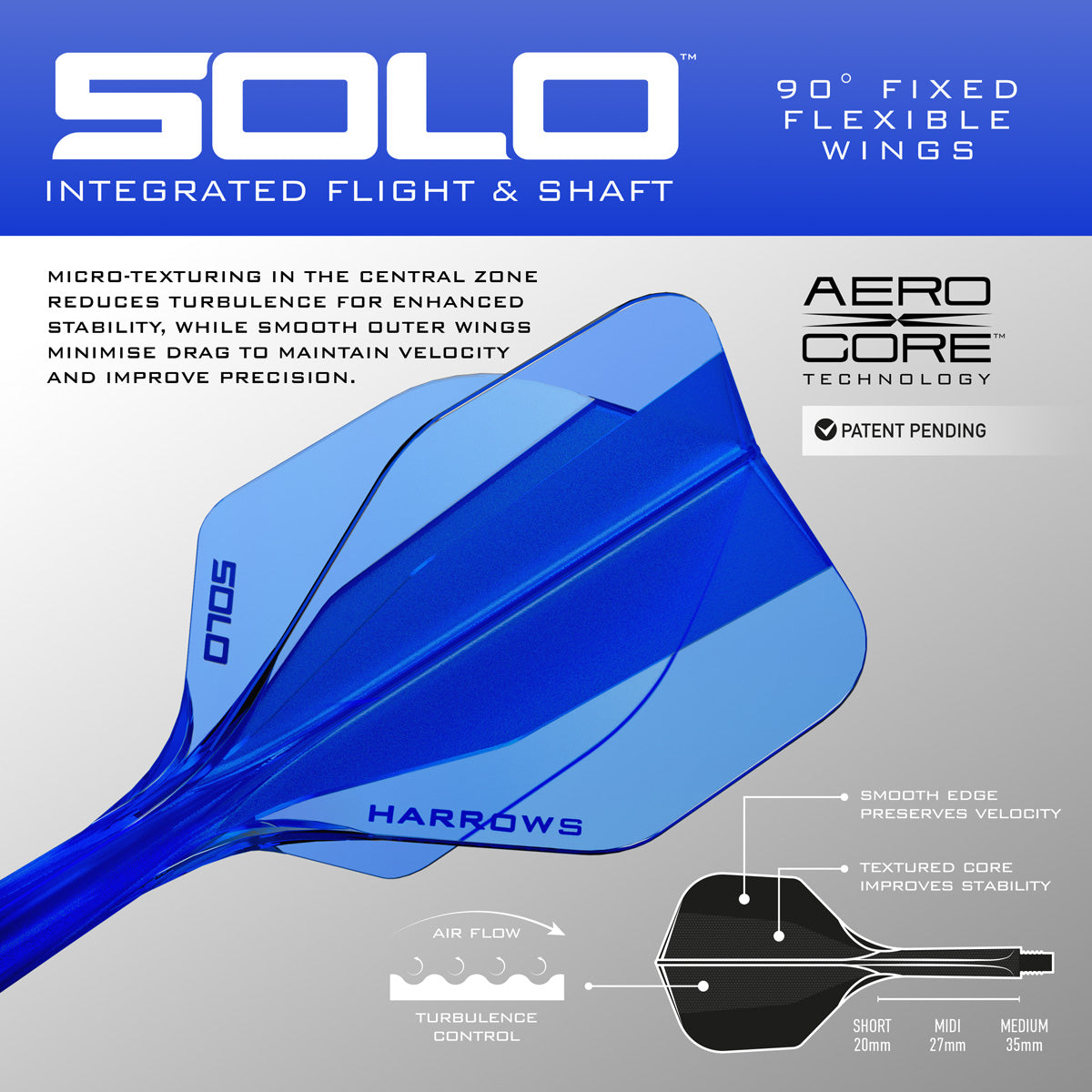 Harrows Solo No6 Integrated Flights and Shafts front view image showing the complete integrated flight and shaft design