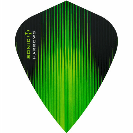 Harrows Sonic Kite Green Dart Flights main product image showing the flight design and product contents