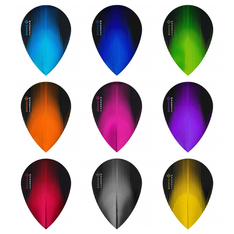 Harrows Sonic Pear Dart Flights 25 Sets main product image showing the flight design and product contents