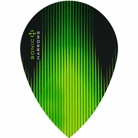 Harrows Sonic Pear Green Dart Flights main product image showing the flight design and product contents
