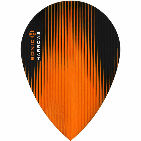 Harrows Sonic Pear Orange Dart Flights main product image showing the flight design and product contents