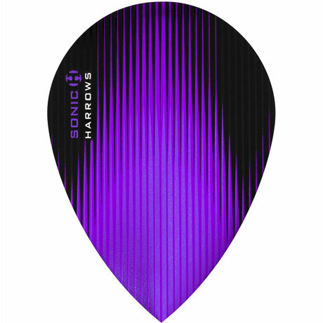 Harrows Sonic Pear Purple Dart Flights main product image showing the flight design and product contents