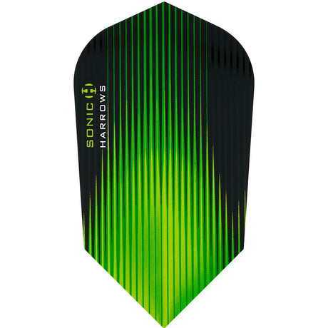 Harrows Sonic Slim Green Dart Flights main product image showing the flight design and product contents
