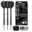 Image of the Harrows Supergrip Black Quick Point 90% Tungsten Steel Tip Darts displayed for retail sale with product packaging