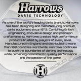 Harrows brand information card highlighting the company's heritage, based in England and established in 1973.