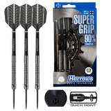 Image of the Harrows Supergrip Quick Point 90% Tungsten Steel Tip Darts displayed for retail sale with product packaging