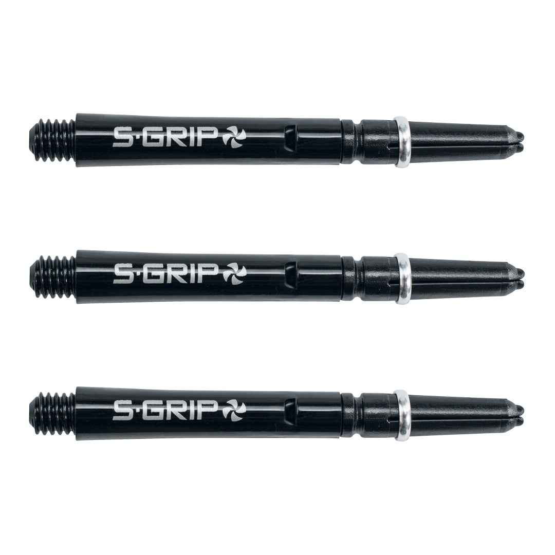 Harrows Supergrip Spin Dart Stems Shafts Black Silver Medium length variant image