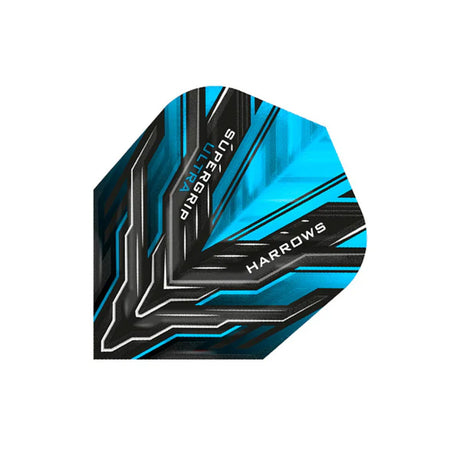 Harrows Supergrip Ultra Aqua Standard Dart Flights main product image showing the flight design and product contents