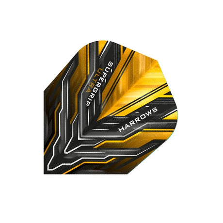 Harrows Supergrip Ultra Gold Standard Dart Flights main product image showing the flight design and product contents