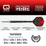 Harrows Supergrip Ultra Quick Point 90% Tungsten Steel Tip Darts specifications and product dimensions