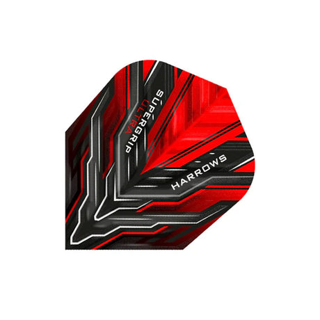 Harrows Supergrip Ultra Red Standard Dart Flights main product image showing the flight design and product contents