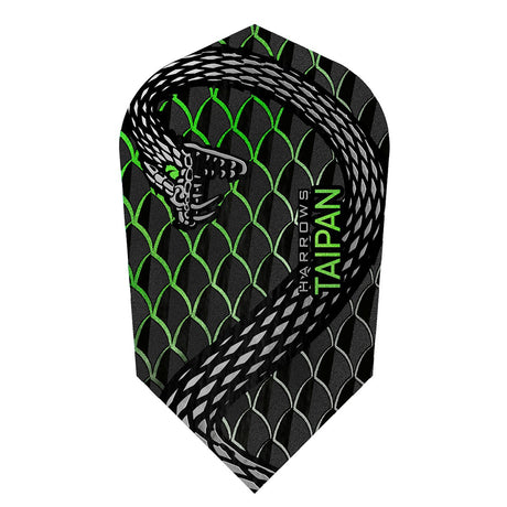 Taipan Green Slim Dart Flights by Harrows main image on a white background.