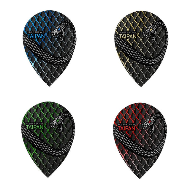 Harrows Taipan Pear Dart Flights 25 Sets main product image showing the dart flights and product contents