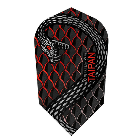 Harrows Taipan Red Slim Dart Flights main product image showing the dart flights and product contents