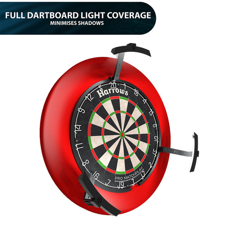 Harrows Trilight Ultra Bright LED Dartboard Lighting System main product image showing the lighting system and included contents