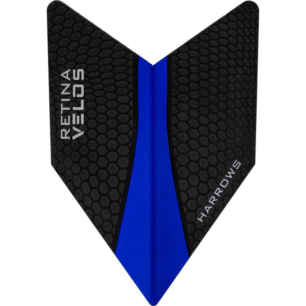 Harrows Velos Retina Dark Blue Dart Flights main image on a white background.