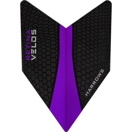Harrows Velos Retina Purple Dart Flights main image on a white background.