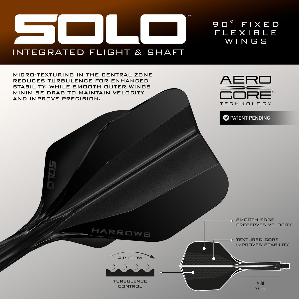 Harrows Wolfram Trinity Soft Tip Darts barrel only image highlighting the complete dart profile