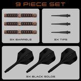 Harrows Wolfram Trinity Soft Tip Darts image displaying everything included inside the box