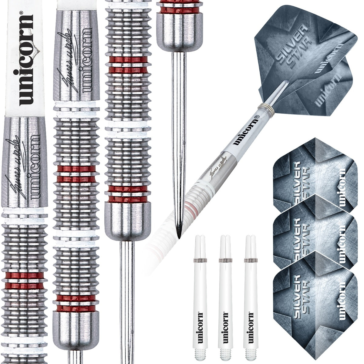 James Wade Silver Star 80% Tungsten Steel Tip Darts by
