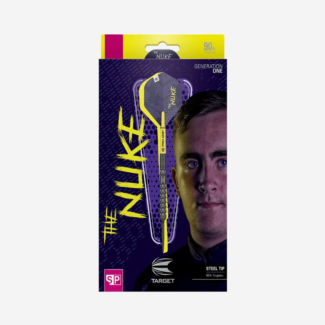 Target packaging for Luke Littler The Nuke Generation One steel tip darts
