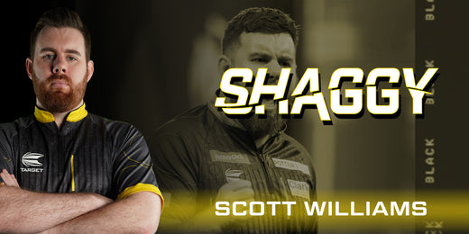 'Scott Williams' with arms crossed in front of a background view of him celebrating, overlayed with his 'Shaggy' logo and 'Scott Williams' text