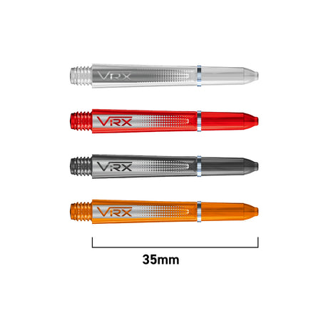4 x Sets VRX Polycarbonate Multi Pack Dart Stems main product image showing the stems, packaging, and included contents