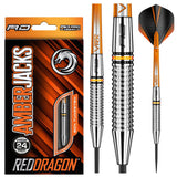 Amberjack 17 Steel Tip Darts product image showing the complete dart set, packaging and accessories