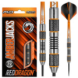 Amberjack 5 Steel Tip Darts product image showing the complete dart set, packaging and accessories