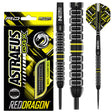 Astraeus Q4X Parallel Steel Tip Darts product image showing the complete dart set, packaging and accessories