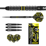 Contents of the Astraeus Q4X Parallel darts box including flights, shafts and accessories