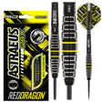 Astraeus Q4X Torpedo Steel Tip Darts product image showing the complete dart set, packaging and accessories