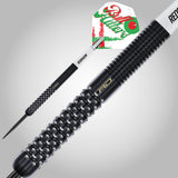 Red Dragon Bullhitters Steel Tip Darts close up image highlighting the barrel grip texture, coating, machining, and design details