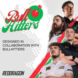 Red Dragon Bullhitters Steel Tip Darts image of the bullhitters a group of socail media influancers in the darts space with there logo and graphic