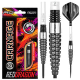 Carnage 3 Steel Tip Darts product image showing the complete dart set, packaging and accessories