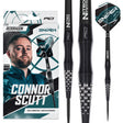 Red Dragon Connor Scutt Steel Tip Darts main product image showing the darts, packaging, flights, shafts, and included accessories