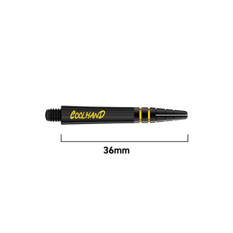 Coolhand Nitrotech Black Gold Dart Stems Shafts length guide image showing available stem sizes and dimensions