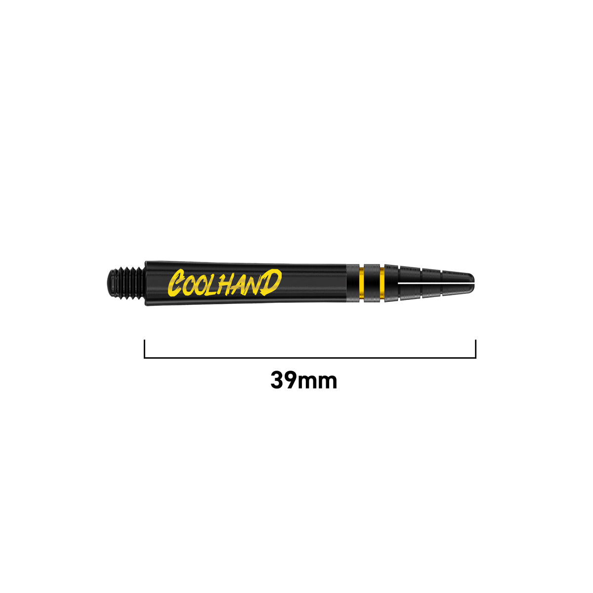 Coolhand Nitrotech Black Gold Dart Stems Shafts length guide image showing available stem sizes and dimensions