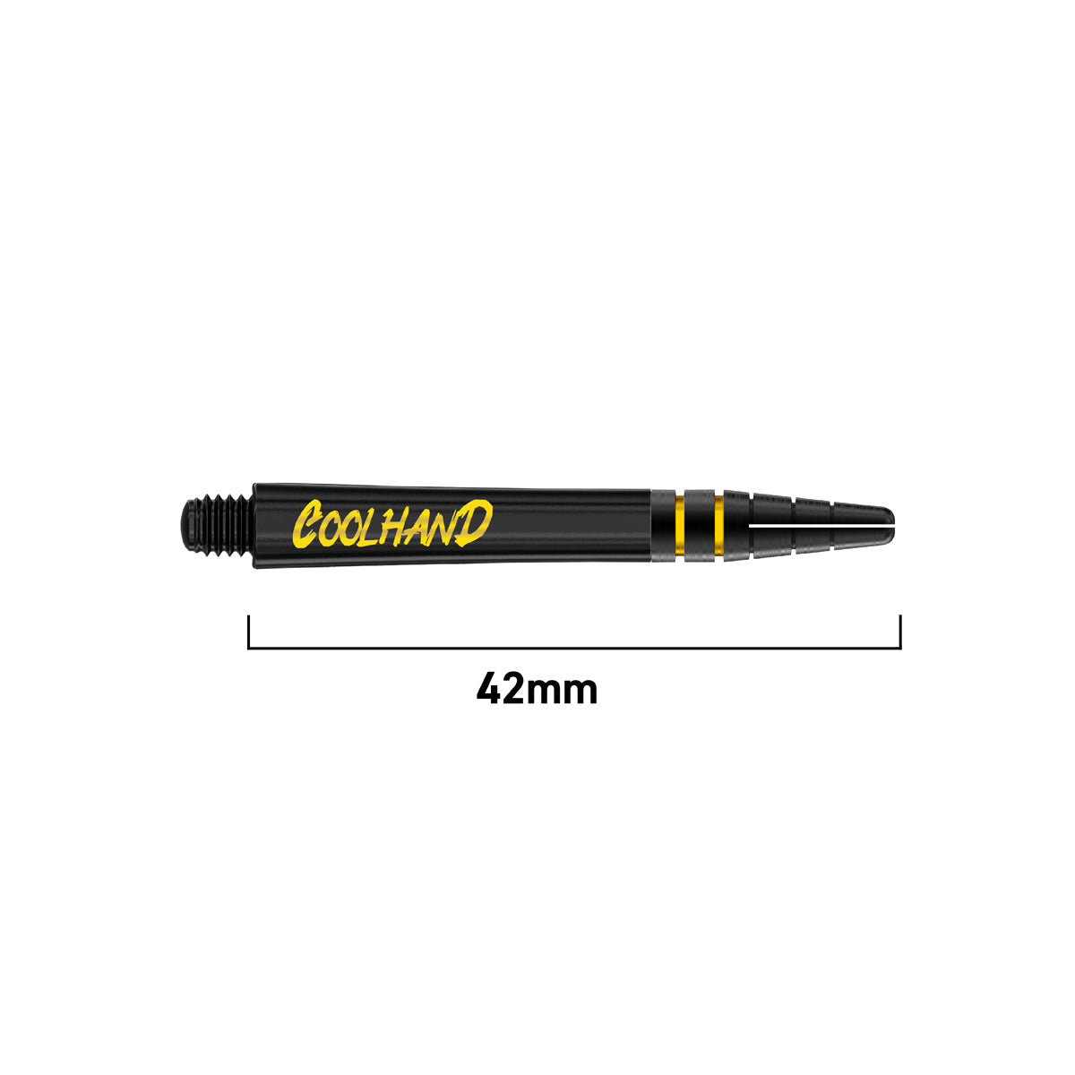 Coolhand Nitrotech Black Gold Dart Stems Shafts length guide image showing available stem sizes and dimensions