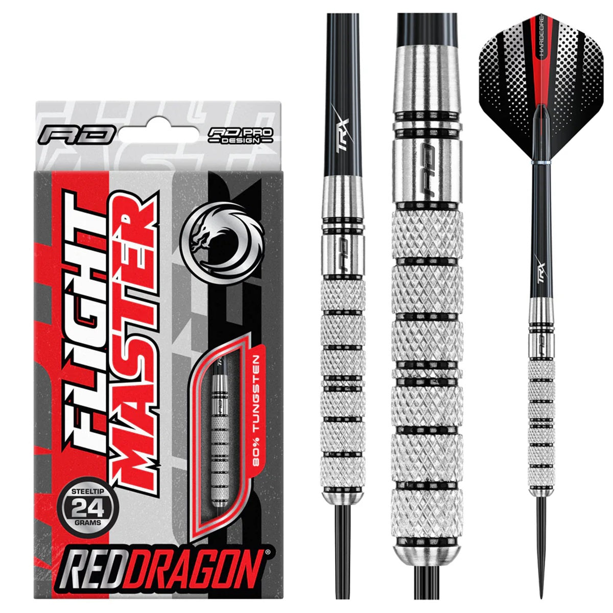 Crusader Steel Tip Darts product image showing the complete dart set, packaging and accessories